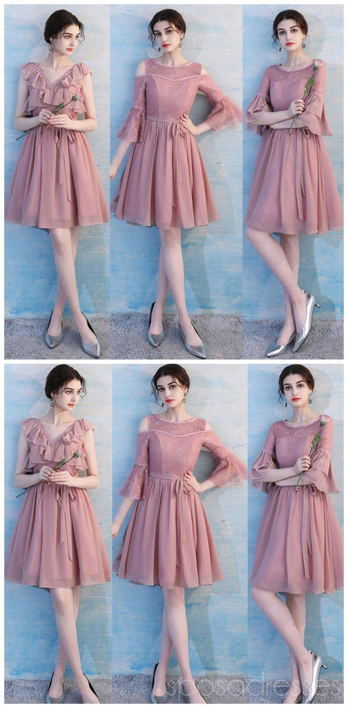 Dusty Pink Chiffon Αναντιστοιχούν απλά φθηνά φορέματα παράνυμφων στο Διαδίκτυο, WG513