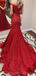 Off Shoulder Red Lace Mermaid Evening Prom Dresses, Cheap Custom Sweet 16 Dresses, 18489