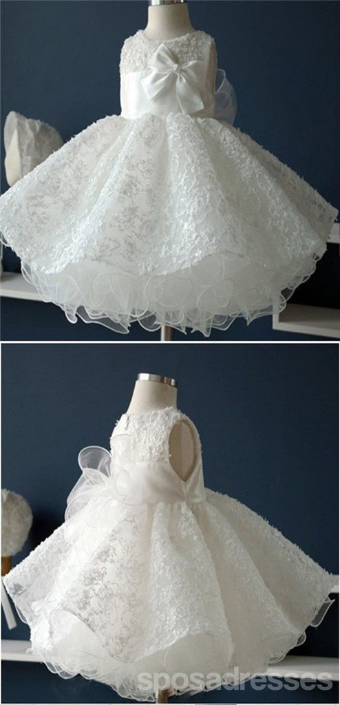 Scoop Sleeveless Lace Tulle Flower Girl Dresses, Petite fille populaire bon marché pour le mariage, FG037