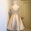 Χρυσό Δαντέλα Υψηλή Λαιμόκοψη και Μανίκι Καπ Homecoming Prom Φορέματα, Οικονομικά Σύντομο Κόμμα Φορέματα Prom, Τέλεια Homecoming Φορέματα, CM291