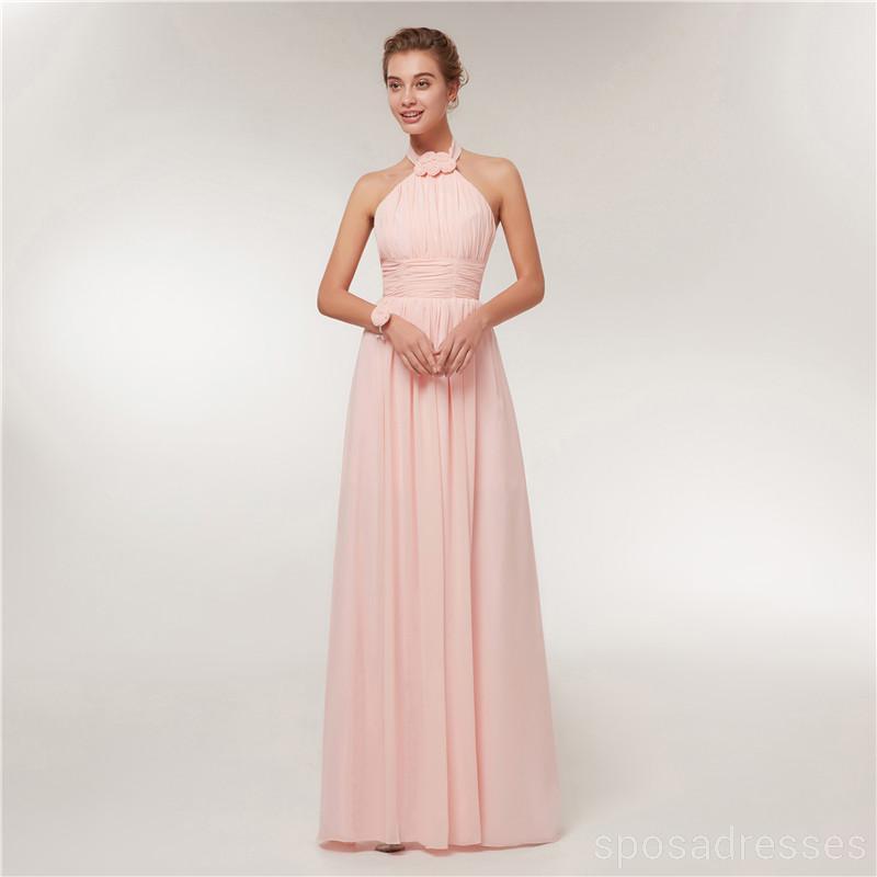 Chiffon Blush Ροζ Μήκος δαπέδου Αντιστοιχισμένα Φθηνά Φορέματα Παράνυμφων Online, WG520