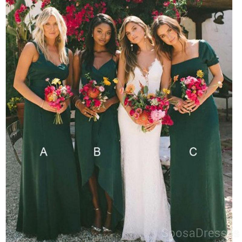 Nicht übereinstimmende smaragdgrüne billige lange billige Brautjungfernkleider Online, WG624