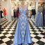 Μπλε κέντημα δαντέλα γοργόνα μακρά βραδινά φορέματα Prom, δημοφιλή φθηνά φορέματα πάρτι 2018 μακριά, 17293