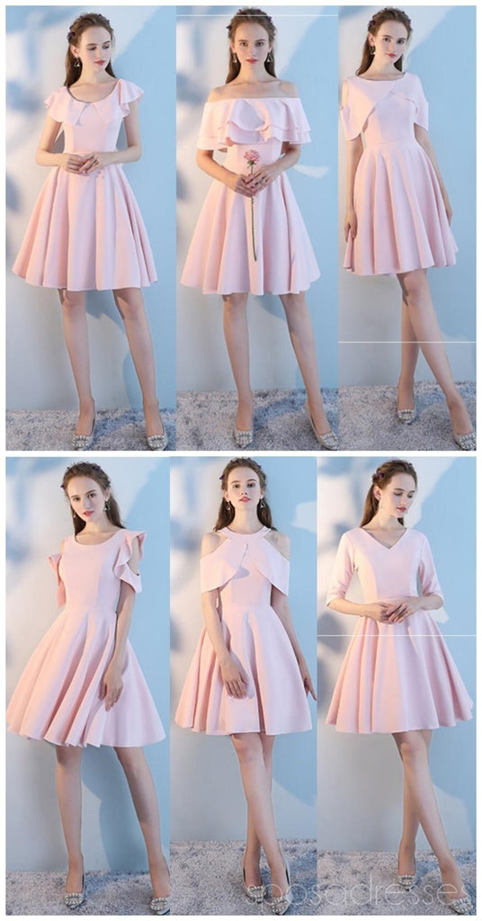 Blush rosa barato mismatched simple corto dama de honor vestidos en línea, WG516