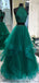 Sexy Two Pieces Emerald Green Open Back Evening Prom Dresses, Cheap Custom Sweet 16 vestidos, 18488