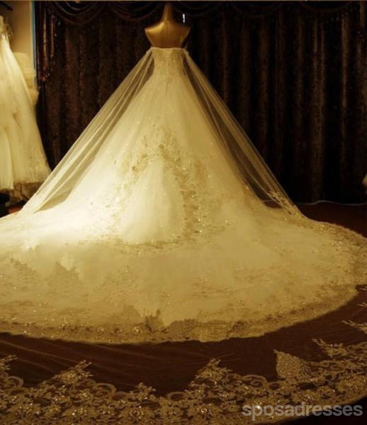 Sparkly Rhinestone δαντέλλα Α Νυφικά γραμμών, πολυτελείς μακροχρόνιες γαμήλιες εσθήτες συνήθειας 2017, προσιτά Νυφικά φορέματα, 17111
