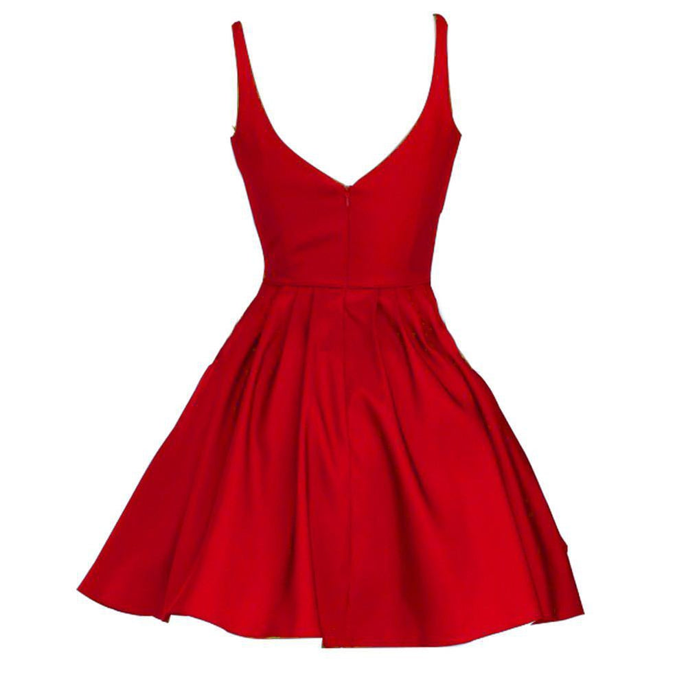 Kurze billige V-Ausschnitt einfache rote Heimkehr Kleider unter 100, CM462