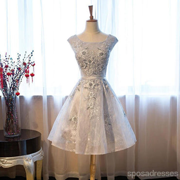 Γκρι δαντέλα σέξι δείτε μέσα Homecoming Prom Φορέματα, προσιτές σύντομο κόμμα Prom γλυκό 16 φορέματα, τέλεια Homecoming κοκτέιλ φορέματα, CM349