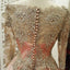 Falda rosa con cuentas de encaje dorado con mangas largas Vestidos de fiesta largos por la noche, Vestidos baratos de Sweet 16, 18357