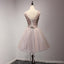 L'Encolure en V Blush Rose Perlée Robes de bal Abordables de soirée Courte Dos de Corset Robes de Bal, Parfait Robes de bal, CM226