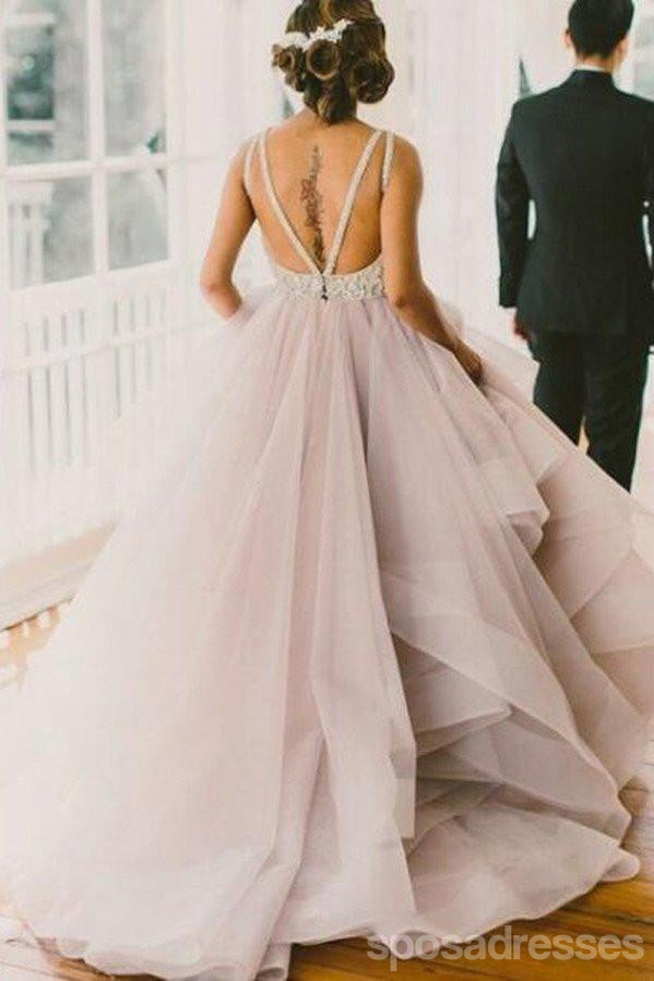 A line Scoop Neckline Organza Wedding Dresses,  2017 Long Custom Wedding Gowns, Affordable Bridal Dresses, 17115