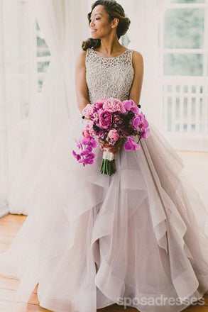 A line Scoop Neckline Organza Wedding Dresses,  2017 Long Custom Wedding Gowns, Affordable Bridal Dresses, 17115