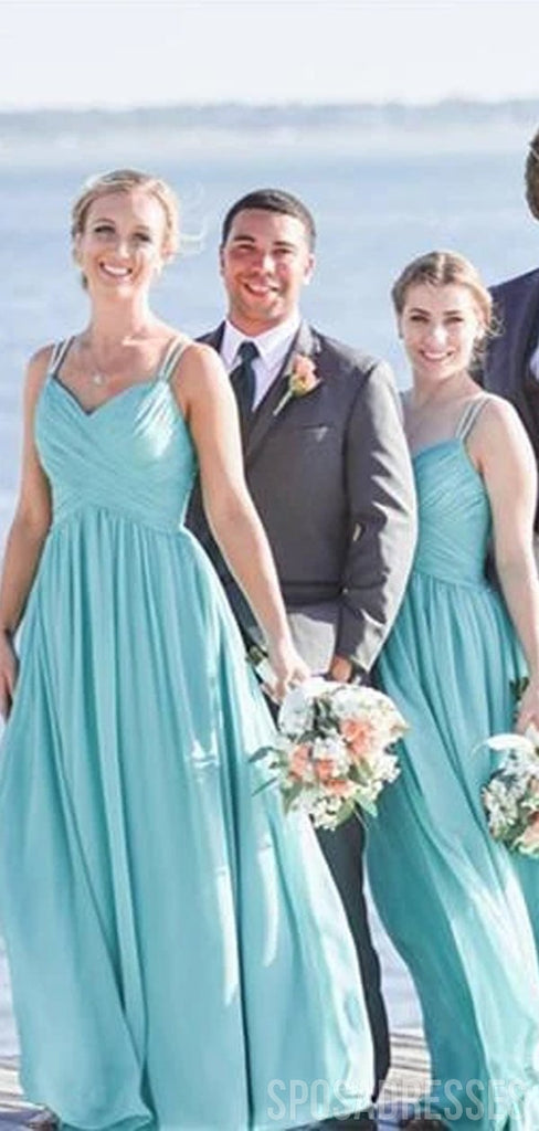 Mousseline turquoise longue robes de demoiselle d’honneur en ligne, robes de demoiselles d’honneur bon marché, WG754