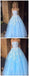 Straight Lace Perlen Blau A-line Long Evening Prom Dresses, Cheap Sweet 16 Dresses, 18378