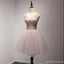 Δύο Στράπλες V ντεκολτέ ρουζ ροζ δαντέλα δείτε μέσα Homecoming Φορέματα Prom, προσιτές σύντομο Κόμμα κορσέ πίσω φορέματα Prom, τέλεια φορέματα Homecoming, CM227