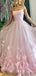 Spaghetti Straps Pink Handmade Flower Long Evening Robes de bal, Evening Party Dresses, 12161