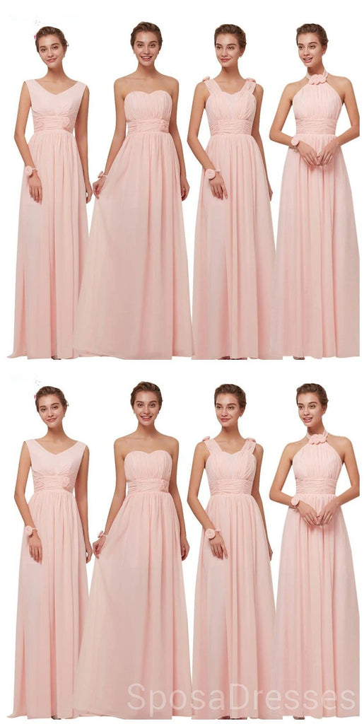 Vestidos de dama de honor baratos de gasa rosa rubor incomparable en línea, WG629