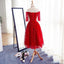 Long Sleeve Red Lace Beaded Homecoming Prom Dresses, Affordable Short Party Prom Dresses, Perfect Homecoming Dresses, CM266