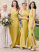 Φόρεμα με γοργόνα μακρυά φθηνές παραγγελίες με κίτρινες πλευρές, Online WG272