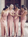 Σέξι Pink Mermaid Side Slit Long Bridessaid Dresses Online, WG301