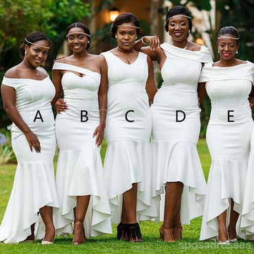 Mismatched Simple White Mermaid Cheap Short Bridesmaid Dresses,WG1329