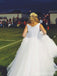 V Neck White Rhinestone Cheap A-line robes de mariée personnalisées en ligne, WD348
