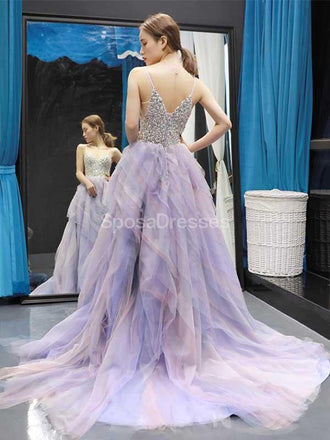 Bretelles Spaghetti Ombre Volants Long de la Soirée, Robes de Bal, Soirée Robes de Bal, 12241