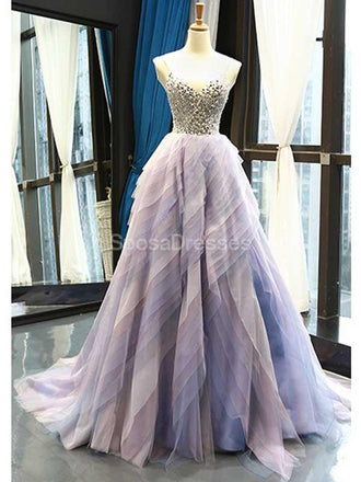 Bretelles Spaghetti Ombre Volants Long de la Soirée, Robes de Bal, Soirée Robes de Bal, 12241