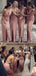 V-Ausschnitt Seitenschlitz Meerjungfrau Dusty Pink Lange Brautjungfernkleider Online, Günstige Brautjungfernkleider, WG746
