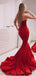 Simple cuillère rouge de sirène, robe de soirée bon marché, 12146