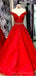 Off Shoulder Red Lace Beaded Evening Prom Dresses, Cheap Custom Sweet 16 Dresses, 18485