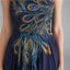 Vestidos de fiesta de noche largos baratos con bordado de novia azul marino, vestidos de fiesta de noche, 12123