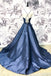 Απλό Ναυτικό Μπλε Φθηνά Μακρινά Φορέματα, Βραδινά Φορέματα Προσαρμοσμένου Κόμματος, 18584