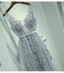 V Λαιμόκοψη Γκρι Δαντέλα Βραδινά Φορέματα Prom, Τούλι Μακρά Κόμμα Φορέματα Prom, Προσαρμοσμένο Φτηνές prom φορέματα, prom φορέματα κατάστημα σε απευθείας σύνδεση prom φορέματα, 17065