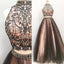 Ärmelloses High-Neck Long Eine Linie Prom Kleider , Zwei Stücke Prom Kleid, Tüll Abend-Abschlussball-Kleid, Bezauberndes Abendkleid,Party Kleider, Abend Kleider,PD0048