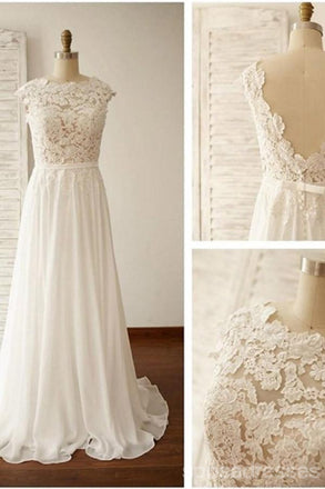 Sexy sem encosto Ver Thourgh de Renda Manga Casamento de Praia Vestidos de Noiva, WD283