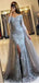 Μακρύ Μανίκι Σκονισμένο Μπλε Lace Πλευρά Σχισμή Γοργόνα Φορέματα Prom Βραδιού, Δημοφιλή 2018 Κόμμα Φορέματα Prom, Συνήθεια Μακριά Φορέματα Prom, Φτηνές Επίσημα Φορέματα Prom, 17206
