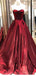 Γλυκιά μου Σκούρο Κόκκινο Α-γραμμή Φτηνές Long Βραδινά Φορέματα Prom, Βραδινό Κόμμα Prom Φορέματα, 18621