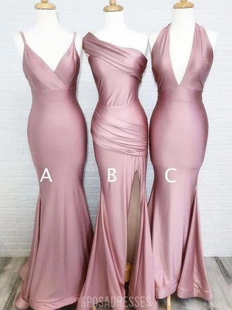 Simples Dusty Rose barato sereia longos dama de honra vestidos on-line, WG548