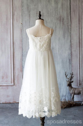 Florista del tul del cordón del marfil de espagueti se viste, vestidos de la dama de honor menores populares, FG049