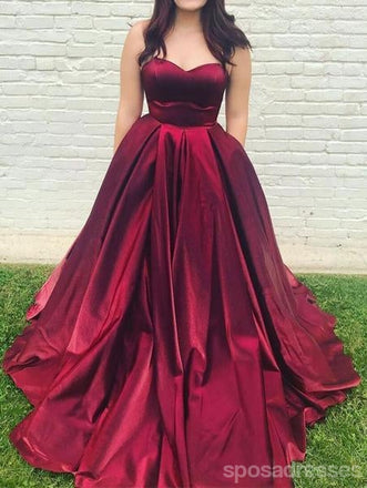 Sweetheart Dark Red A-line Cheap Long Evening Prom Dresses, Evening Party Prom Dresses, 18621