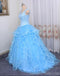 Δαντελλών Λουριών Μπλε Σφαιρών Φορέματα Χορού Βραδιού Εσθήτων Μακριά, Φτηνά Γλυκά 16 Φορέματα Συνήθειας, 18543