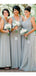 Vestidos de dama de honor baratos largos de tul verde salvia convertibles suaves en línea, WG607