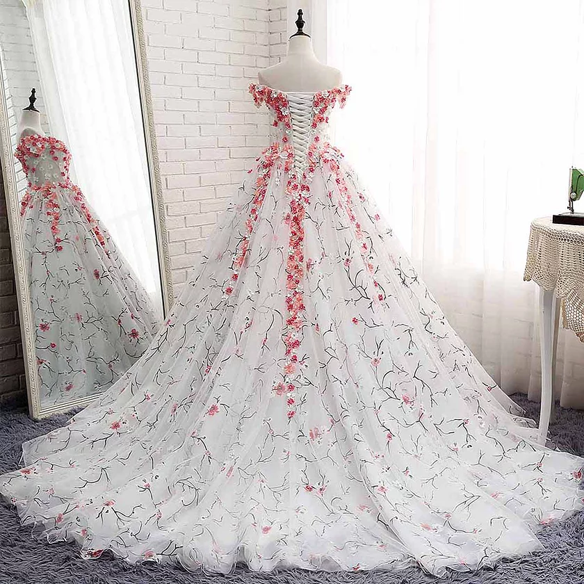 Off Dresses Lace Applique A-line Βραδινά Prom Dresses, Φτηνές Custom Sweet 16 Φορέματα, 18535