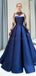 Ναυτική Long Sleeves A-line Ναυτικό Φορτισμένο Βραδινά Βραδινά Φορέματα, Βραδινά Πάρτι Prom Φορέματα, 12030