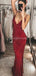 Σέξυ λουράκια σπαγγέτι με σκούρο κόκκινο γοργόνα μακρά βραδινά φορέματα, βραδινά φορέματα, 12314