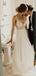 Atractivo V cuello ve a través de trajes de novia baratos, adornado con cuentas alinean vestidos nupciales, WD434