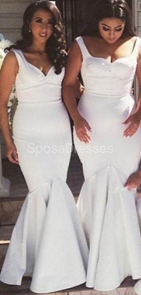 Λουράκια Λευκά Γοργόνα Μακριές Φορέματα Παράνυμφων Online, Φτηνές Φορέματα Παράνυμφων, WG709