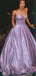 Spaghetti Straps Shiny Purple A-line Cheap Long Evening Prom Robes, Robes de bal de soirée, 12147