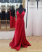 Προκλητικά Backless Δευτερεύοντα Φορέματα Prom Βραδιού Συνήθειας Γοργόνων Σχισμών Σκούρα Κόκκινα Μακριά, 17431